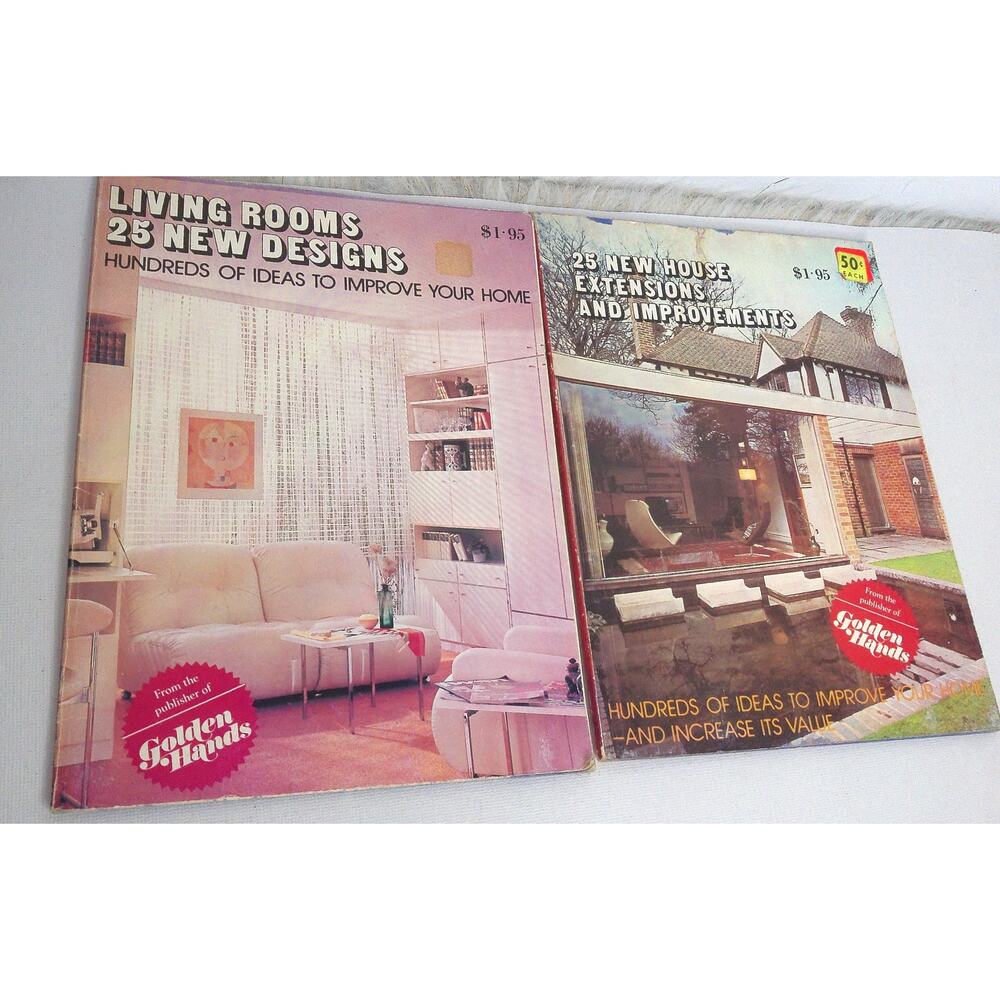 Vtg 1972 Golden Hands Magazines Retro Home Decor Living Room Design Book Set 2